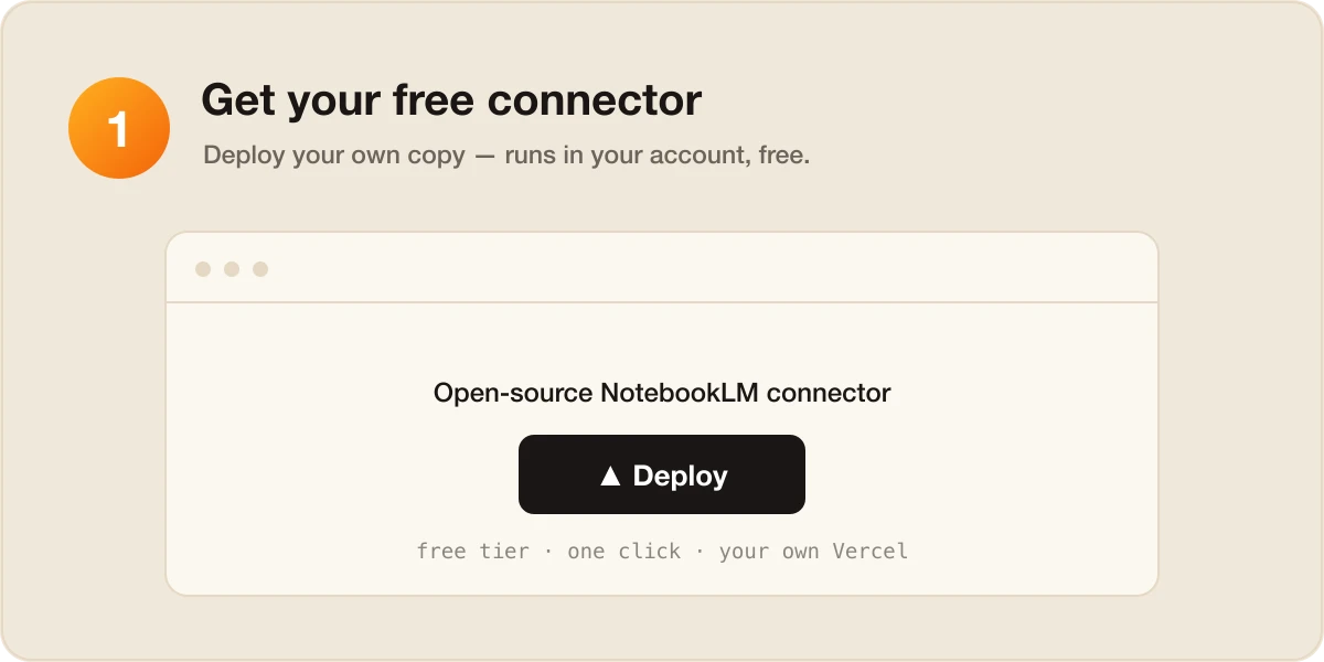 Deploy your own free NotebookLM connector to Vercel